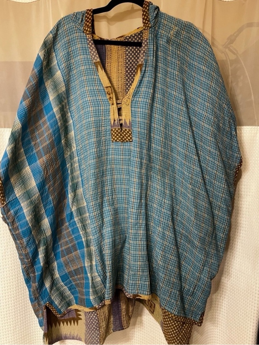 Bohemian Patchwork Tunic Top in Mustard and Brown - Picture 7 of 8